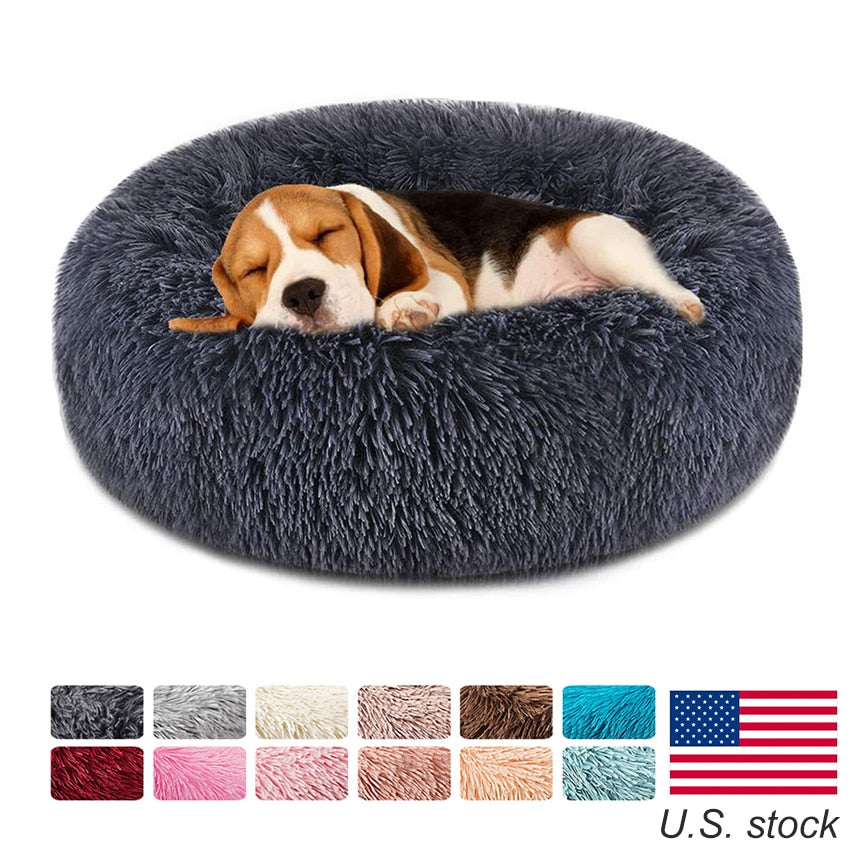 Soft Pet Dog Bed Round Winter warm Long Plush Dog House Cushion Cat Beds Mats Sofa for Samll large Dogs kennel Pet supplies